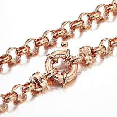 18ct Heavy Rose Gold Plated 6mm Belcher Chain Necklace with Bolt Clasp - USA Made - Brands N More