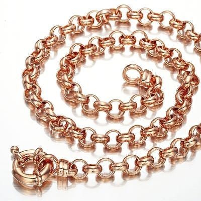 18ct Heavy Rose Gold Plated 6mm Belcher Chain Necklace with Bolt Clasp - USA Made - Brands N More