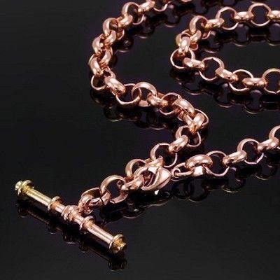 18ct Heavy Rose Gold Plated 6mm Belcher Chain Necklace with T - Bar End - USA Made - Brands N More
