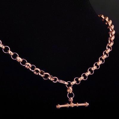 18ct Heavy Rose Gold Plated 6mm Belcher Chain Necklace with T - Bar End - USA Made - Brands N More