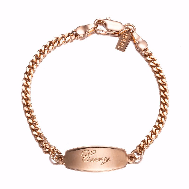 18ct Heavy Rose Gold Plated Baby ID Bracelet with Parrot Clasp - USA Made - Brands N More