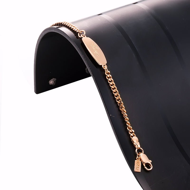 18ct Heavy Rose Gold Plated Baby ID Bracelet with Parrot Clasp - USA Made - Brands N More