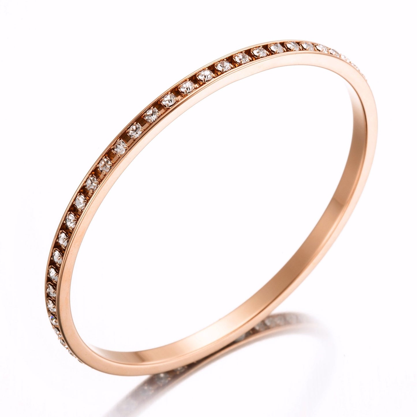 18ct Heavy Rose Gold Plated Bangle Made with SWAROVSKI® Crystals - Brands N More