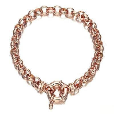 18ct Heavy Rose Gold Plated Belcher Chain Bracelet with Bolt Clasp - USA Made - Brands N More