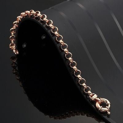 18ct Heavy Rose Gold Plated Belcher Chain Bracelet with Bolt Clasp - USA Made - Brands N More