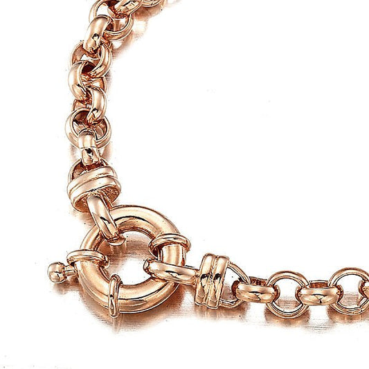 18ct Heavy Rose Gold Plated Belcher Chain Bracelet with Bolt Clasp - USA Made - Brands N More