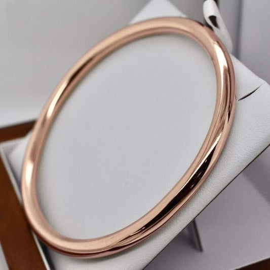 18ct Heavy Rose Gold Plated Classic 5mm Wide Solid Golf Bangle - Brands N More