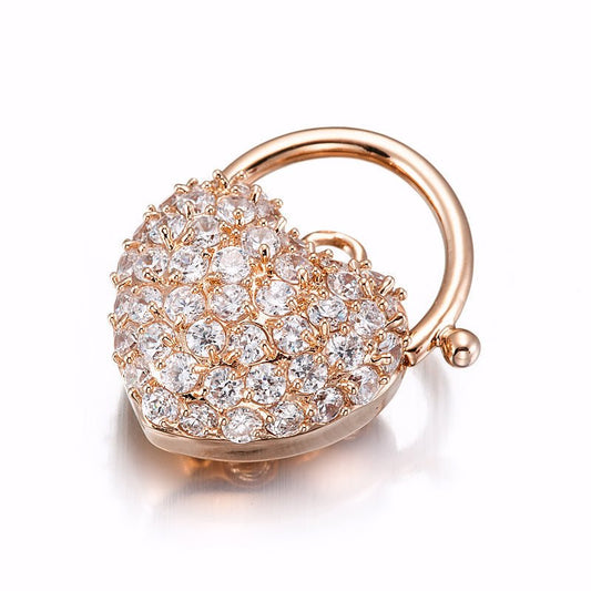 18ct Heavy Rose Gold Plated Crystal Heart Locket - USA Made - Brands N More