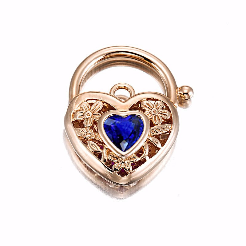 18ct Heavy Rose Gold Plated Dark Blue Filigree Heart Locket - USA Made - Brands N More