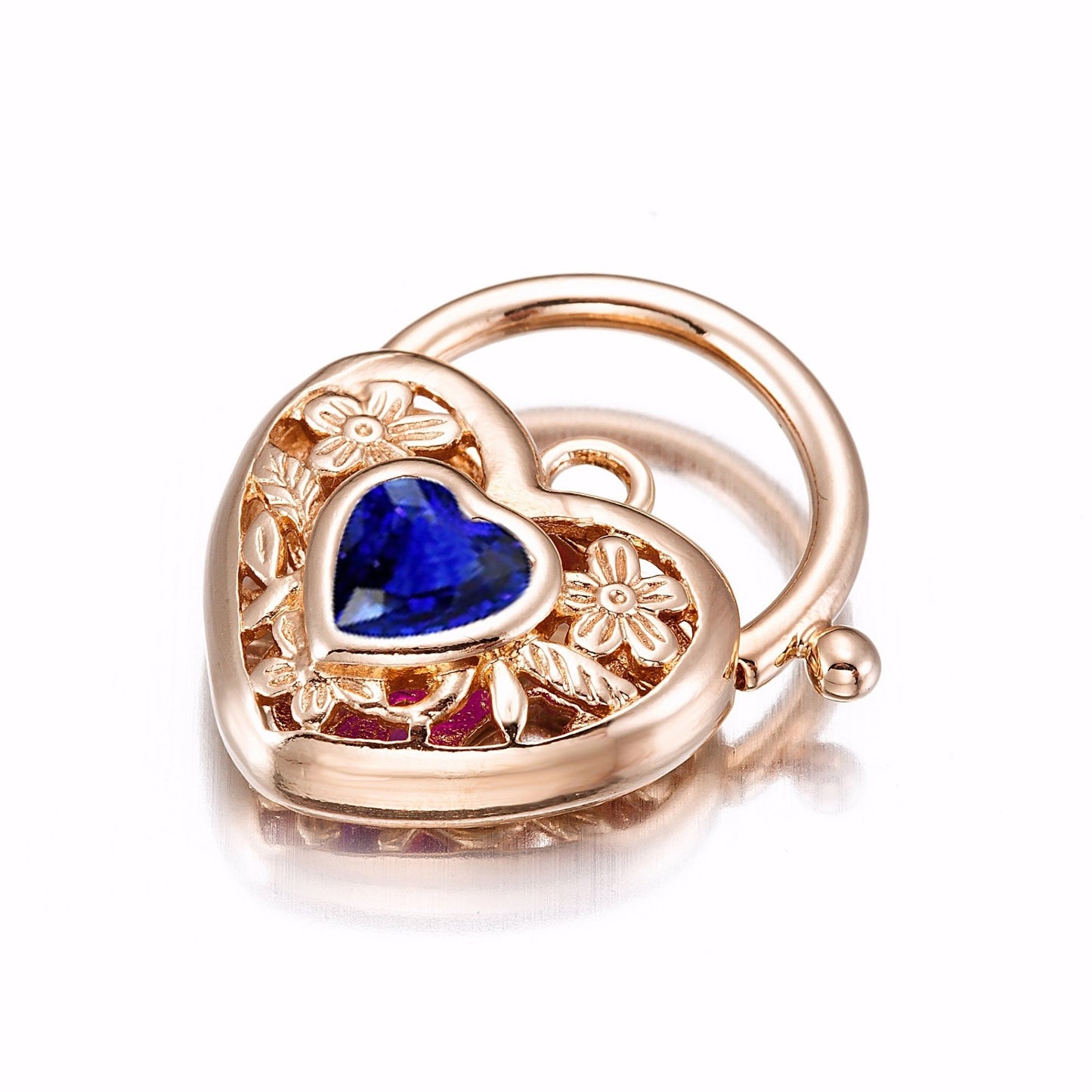 18ct Heavy Rose Gold Plated Dark Blue Filigree Heart Locket - USA Made - Brands N More