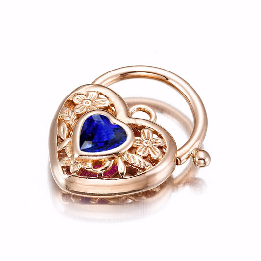 18ct Heavy Rose Gold Plated Dark Blue Filigree Heart Locket - USA Made - Brands N More