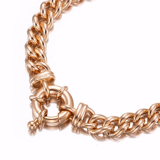 18ct Heavy Rose Gold Plated Euro Chain Bracelet with Bolt Clasp - USA Made - Brands N More