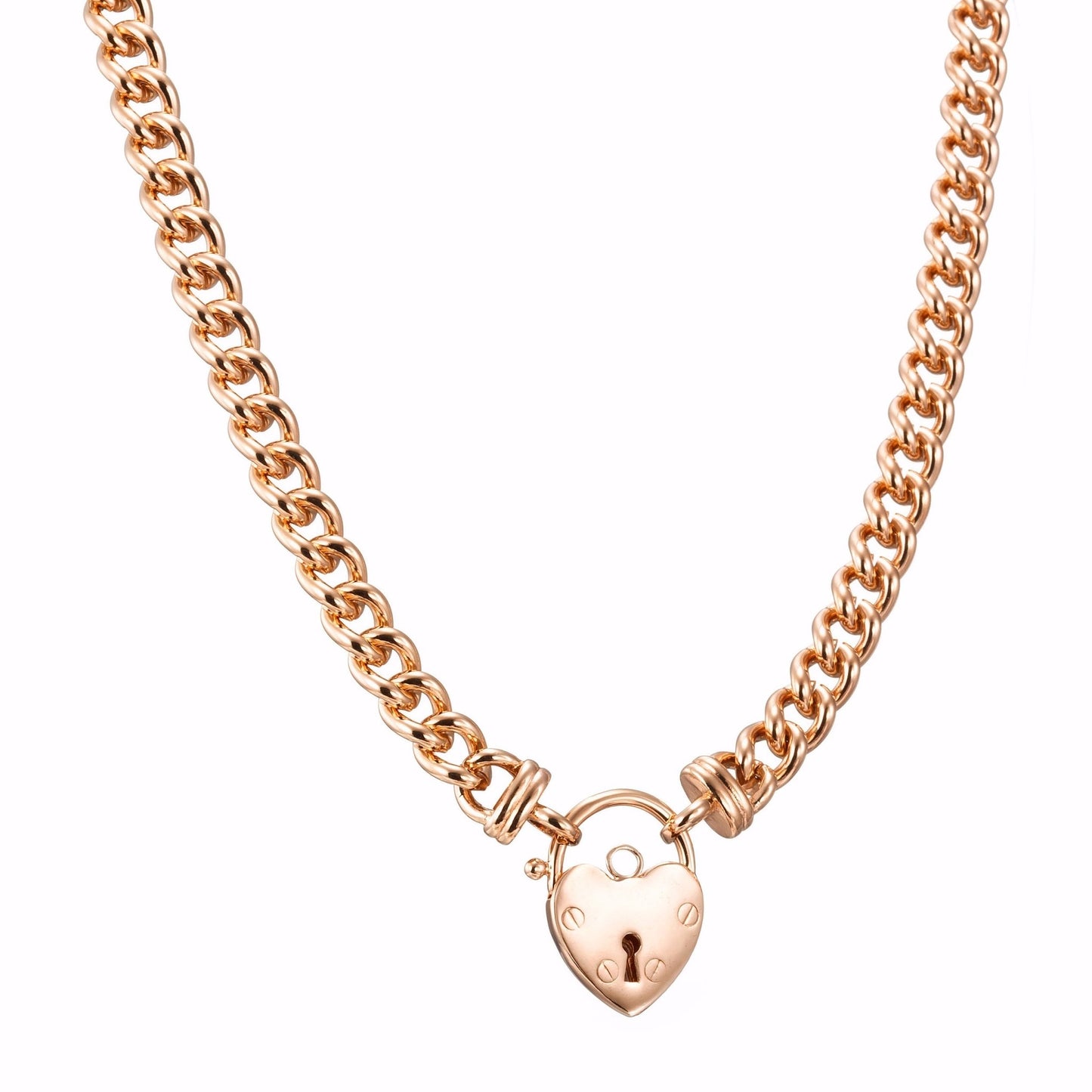 18ct Heavy Rose Gold Plated Euro Chain Necklace Featuring a Plain Locket - USA Made - Brands N More