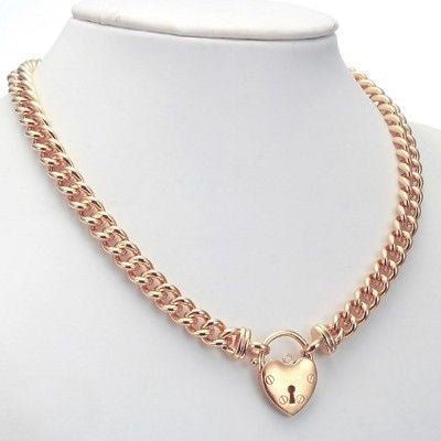 18ct Heavy Rose Gold Plated Euro Chain Necklace Featuring a Plain Locket - USA Made - Brands N More