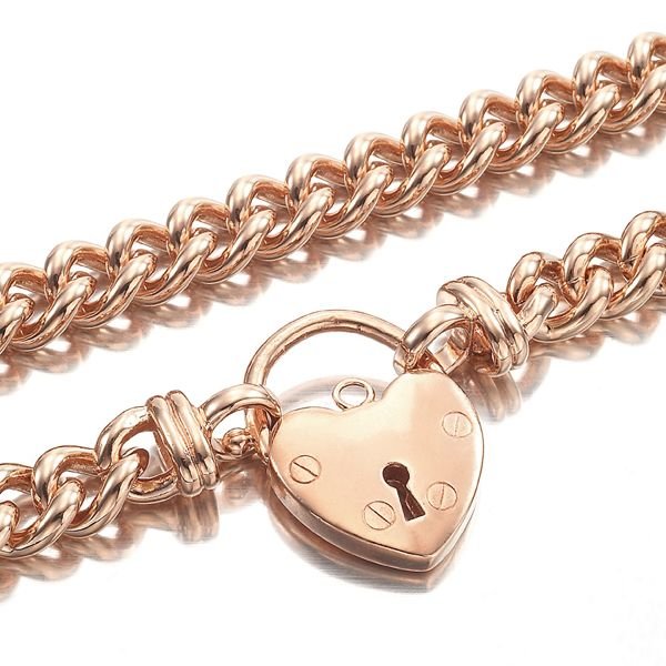 18ct Heavy Rose Gold Plated Euro Chain Necklace Featuring a Plain Locket - USA Made - Brands N More