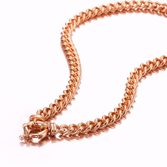 18ct Heavy Rose Gold Plated Euro Chain Necklace with Bolt Clasp - USA Made - Brands N More