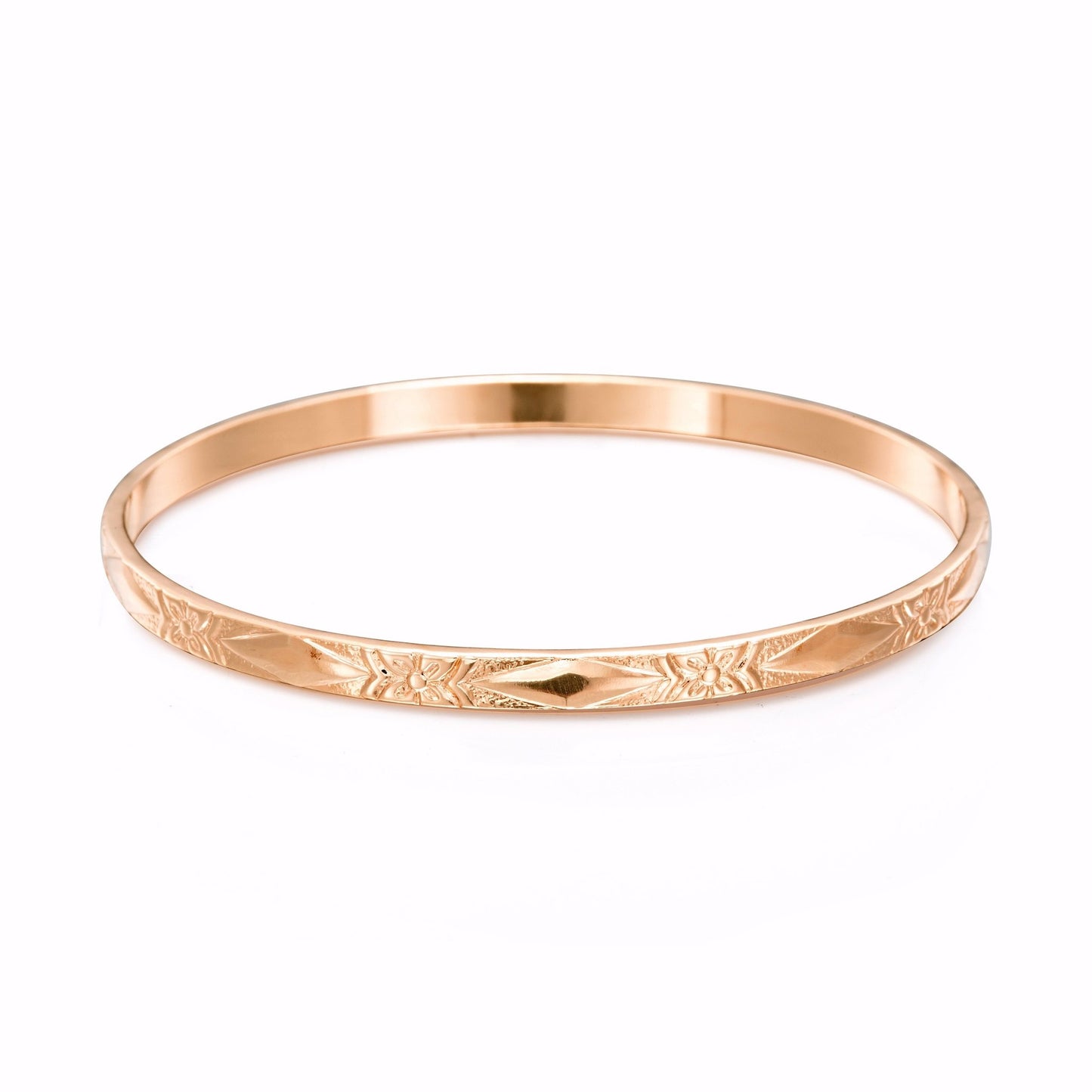 18ct Heavy Rose Gold Plated Filigree Plain 4.5mm Bangle - USA Made - Brands N More