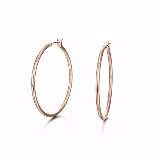 18ct Heavy Rose Gold Plated Large 35mm Hoop Earring - USA Made - Brands N More
