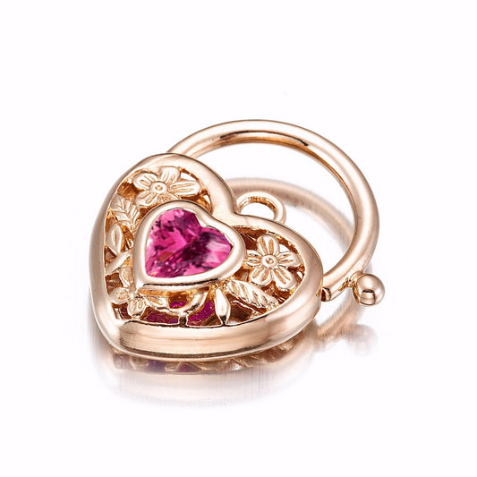 18ct Heavy Rose Gold Plated Pink Filigree Heart Locket - USA Made - Brands N More