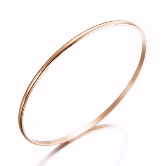 18ct Heavy Rose Gold Plated Plain 3mm Bangle - USA Made - Brands N More