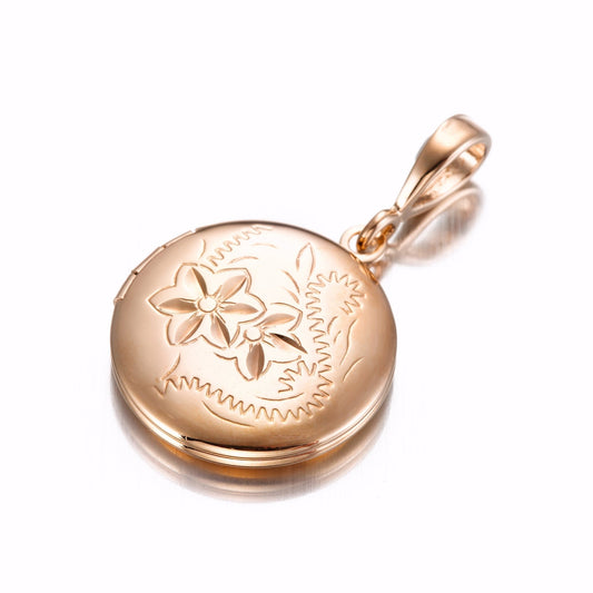 18ct Heavy Rose Gold Plated Round Locket Pendant - USA Made - Brands N More