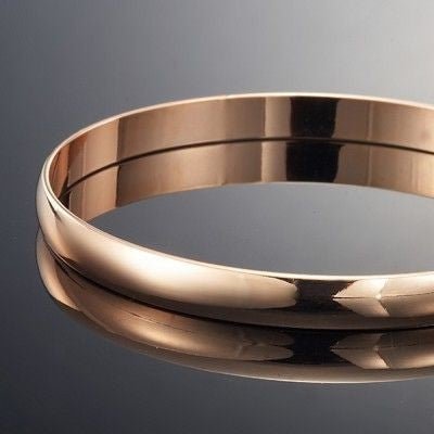 18ct Heavy Rose Gold Plated Women's Plain Bangle - USA Made - Brands N More
