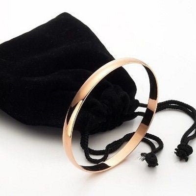 18ct Heavy Rose Gold Plated Women's Plain Bangle - USA Made - Brands N More