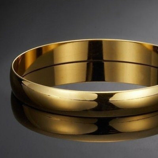 18ct Heavy Yellow Gold Plated 10mm Plain Bangle - USA Made - Brands N More