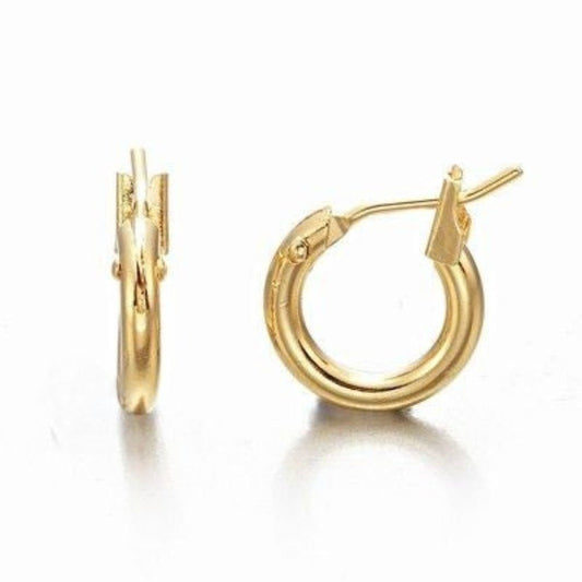 18ct Heavy Yellow Gold Plated 6mm (Babies) & 9mm (Children's) Hoop Earrings - USA Made - Brands N More