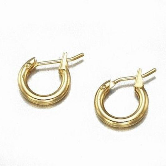 18ct Heavy Yellow Gold Plated 6mm (Babies) & 9mm (Children's) Hoop Earrings - USA Made - Brands N More