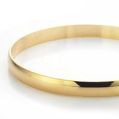 18ct Heavy Yellow Gold Plated 7mm Plain Bangle - USA Made - Brands N More