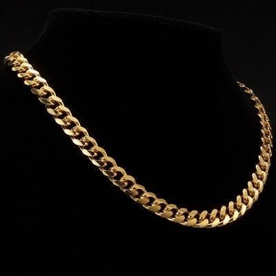 18ct Heavy Yellow Gold Plated 9mm Curb Chain Necklace with Lobster Clasp - USA Made - Brands N More