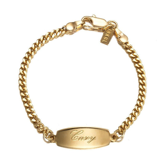 18ct Heavy Yellow Gold Plated Baby ID Bracelet with Parrot Clasp - USA Made - Brands N More
