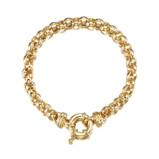 18ct Heavy Yellow Gold Plated Belcher Chain Bracelet with Bolt Clasp - Brands N More