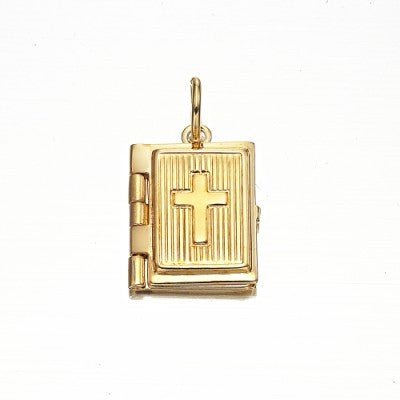 18ct Heavy Yellow Gold Plated Bible Pendant (Opens with 1 bible page) - USA Made - Brands N More