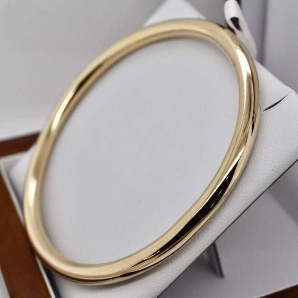 18ct Heavy Yellow Gold Plated Classic Solid Golf Bangle - Brands N More