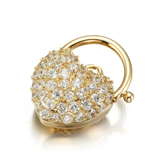 18ct Heavy Yellow Gold Plated Crystal Heart Locket - USA Made - Brands N More
