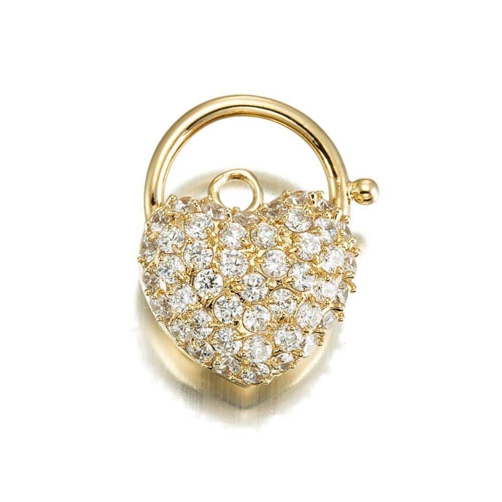 18ct Heavy Yellow Gold Plated Crystal Heart Locket - USA Made - Brands N More