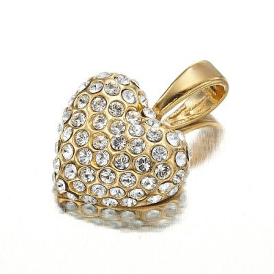 18ct Heavy Yellow Gold Plated Crystal Heart Pendant - USA Made - Brands N More