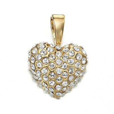 18ct Heavy Yellow Gold Plated Crystal Heart Pendant - USA Made - Brands N More