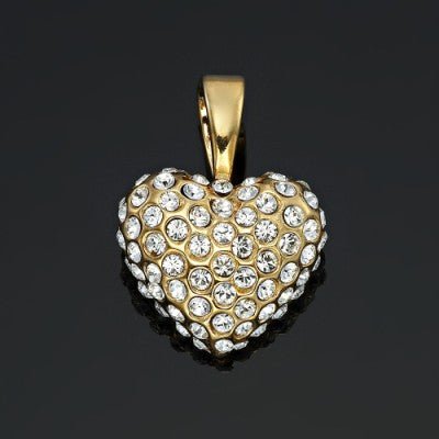 18ct Heavy Yellow Gold Plated Crystal Heart Pendant - USA Made - Brands N More
