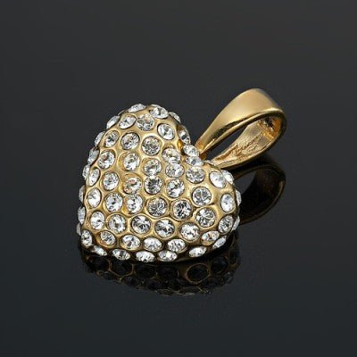 18ct Heavy Yellow Gold Plated Crystal Heart Pendant - USA Made - Brands N More