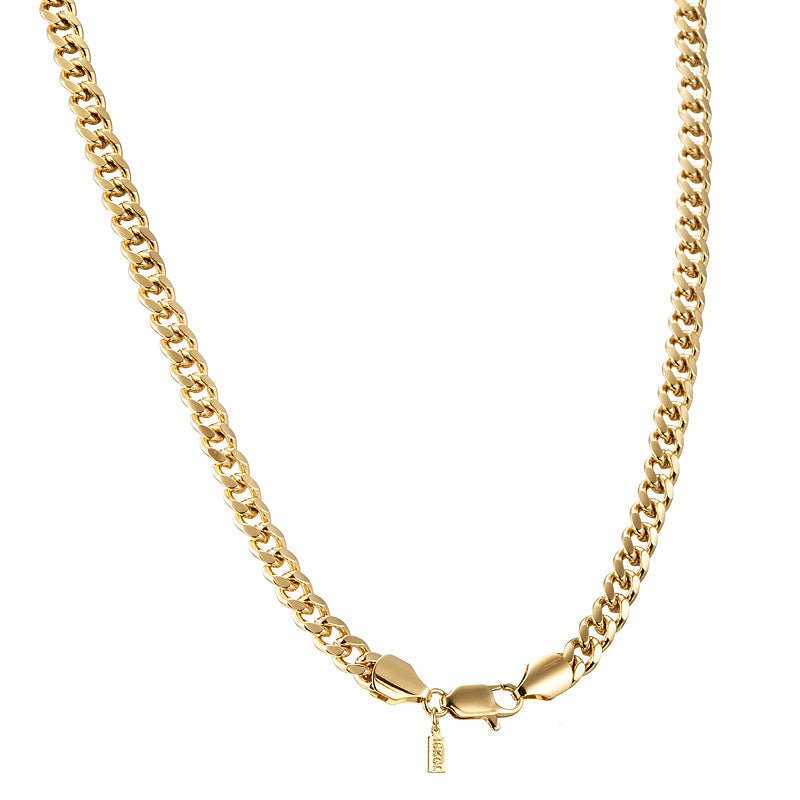 18ct Heavy Yellow Gold Plated Curb Chain Necklace with Lobster Clasp - USA Made - Brands N More