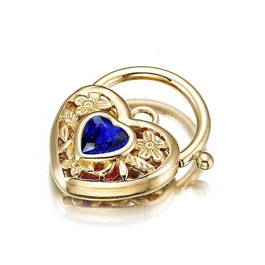18ct Heavy Yellow Gold Plated Dark Blue Filigree Heart Locket - USA Made - Brands N More