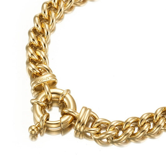 18ct Heavy Yellow Gold Plated Euro Chain Bracelet with Bolt Clasp - USA Made - Brands N More