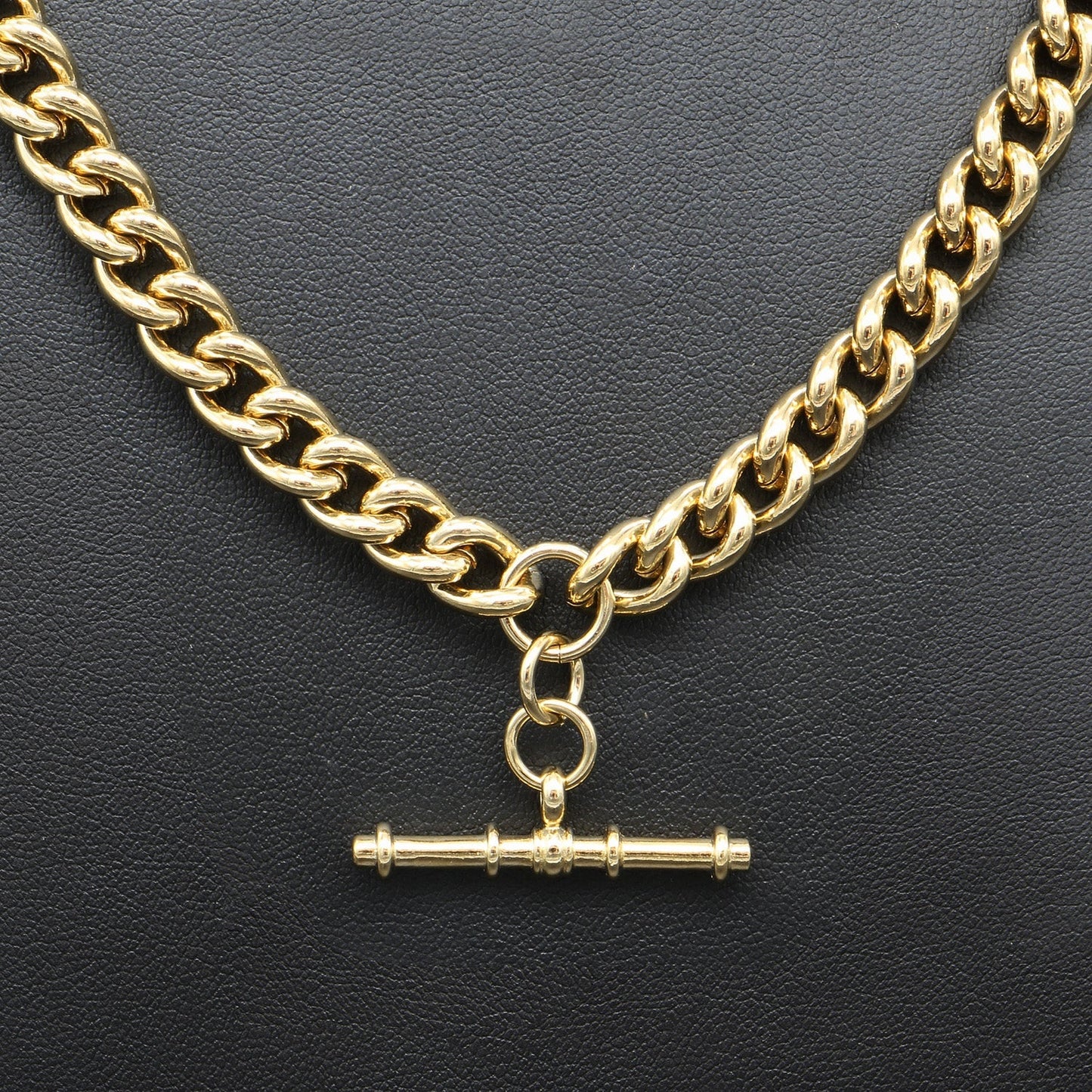 18ct Heavy Yellow Gold Plated Euro Chain Necklace with T Bar - Brands N More