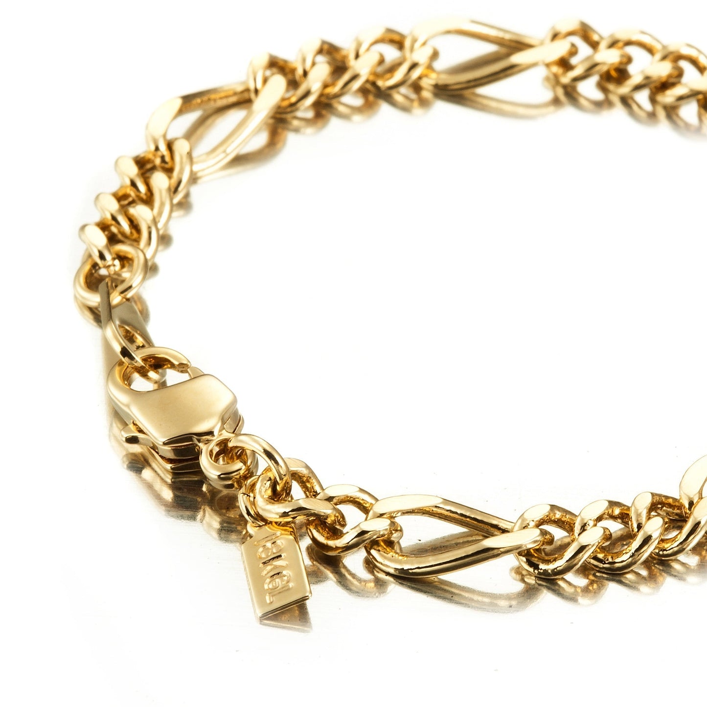18ct Heavy Yellow Gold Plated Figaro Child Bracelet with Parrot Clasp - USA Made - Brands N More