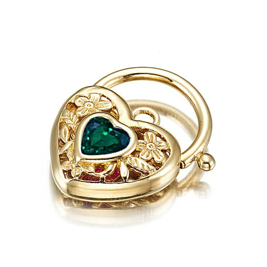 18ct Heavy Yellow Gold Plated Green Filigree Heart Locket - USA Made - Brands N More