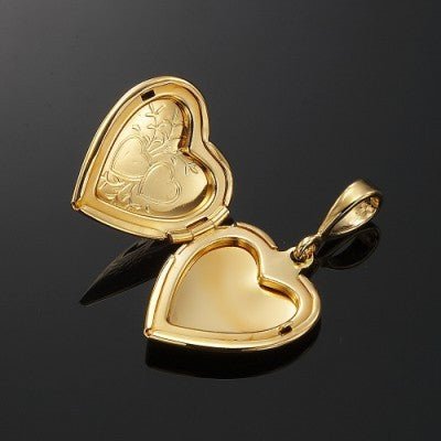 18ct Heavy Yellow Gold Plated Heart Locket Pendant - USA Made - Brands N More