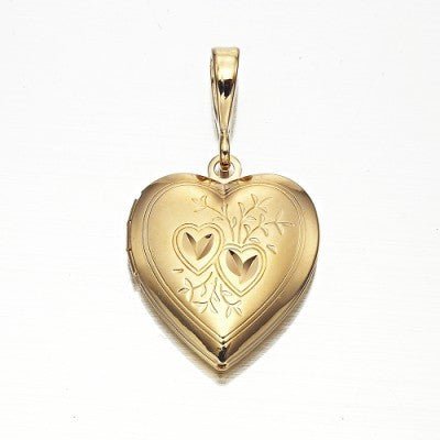 18ct Heavy Yellow Gold Plated Heart Locket Pendant - USA Made - Brands N More